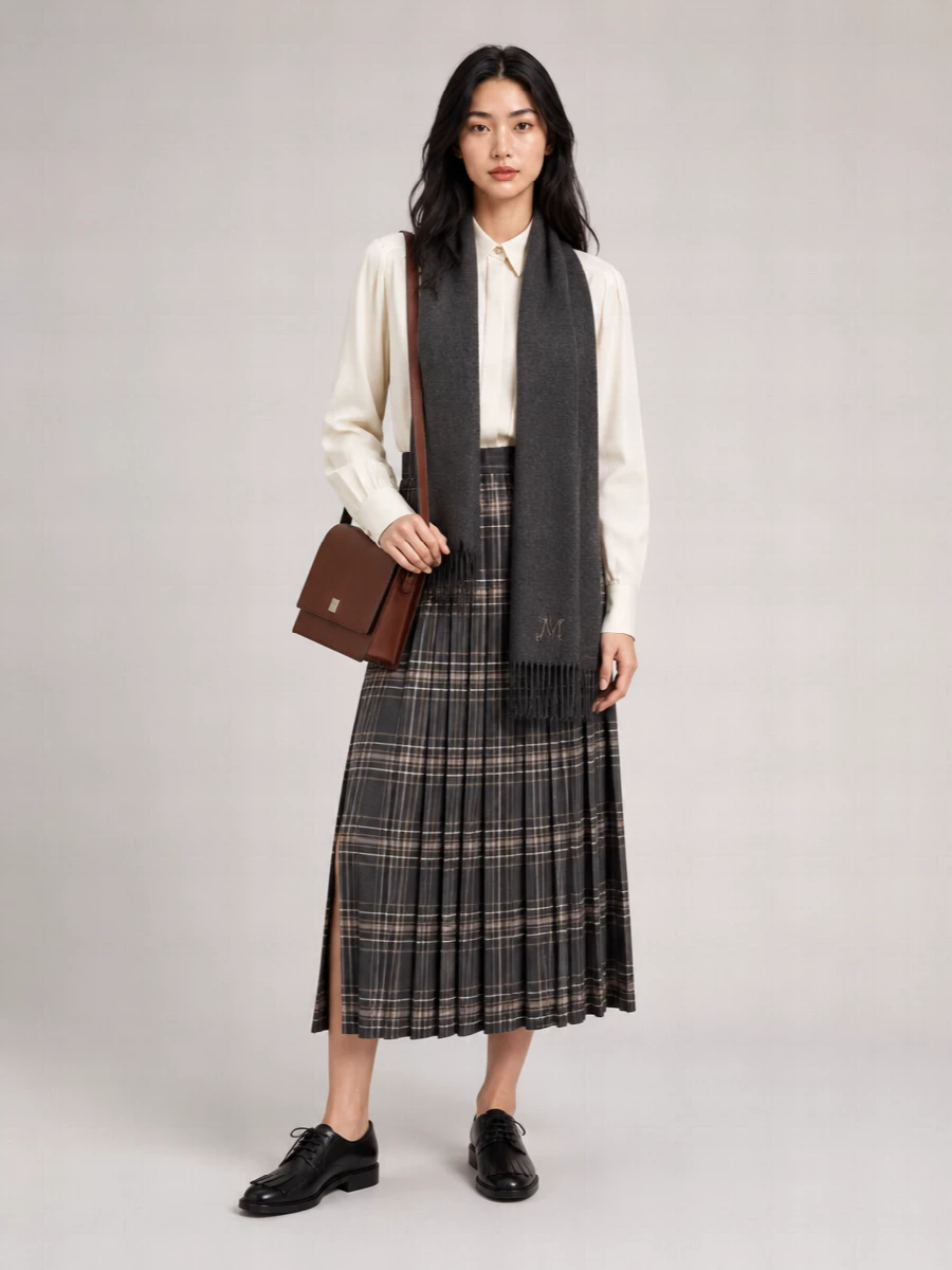 Weekend Max Mara Wool Blend Pleated Maxi Skirt