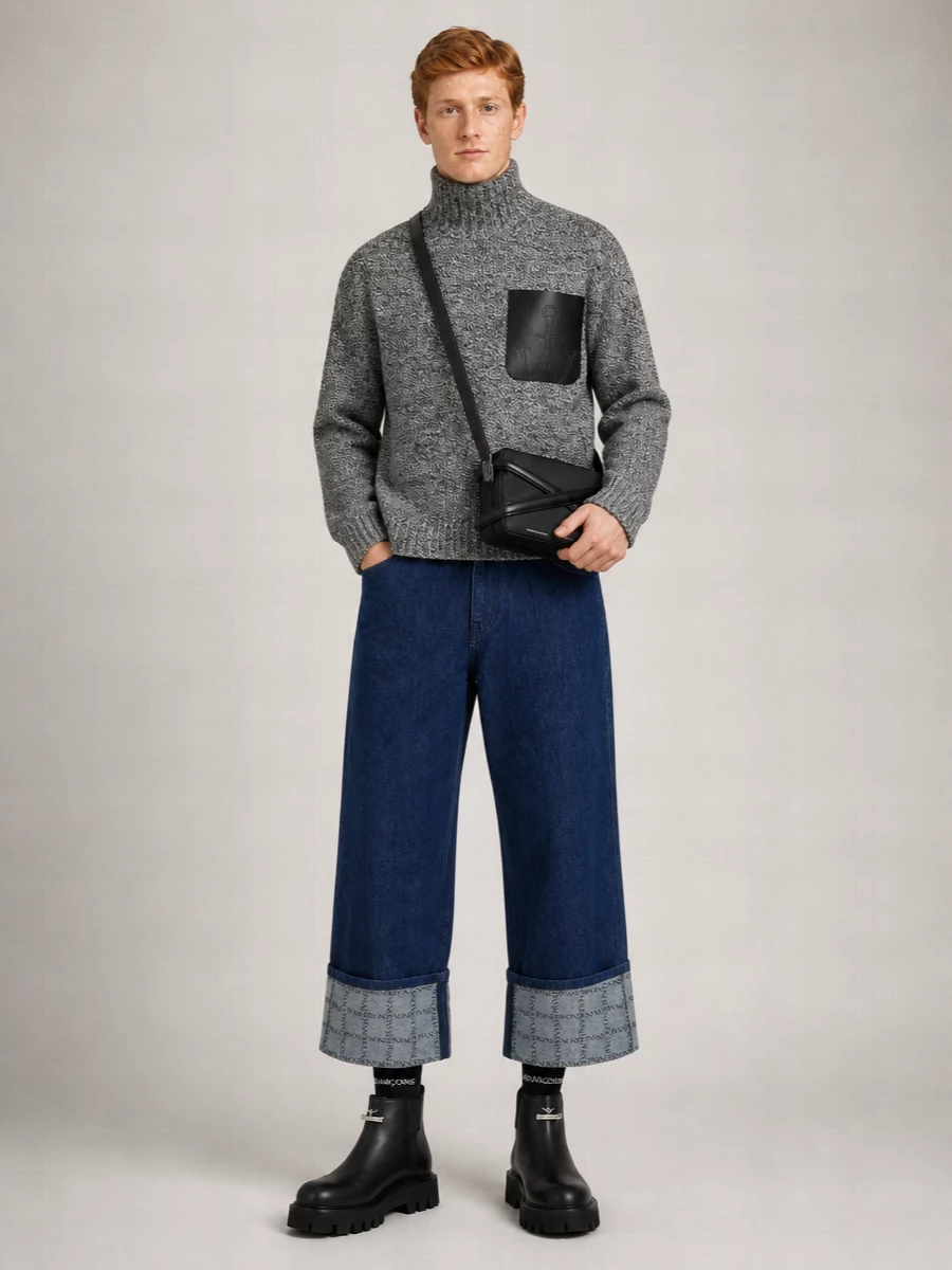 Jw Anderson Denim High-Rise Wide-Leg Jeans