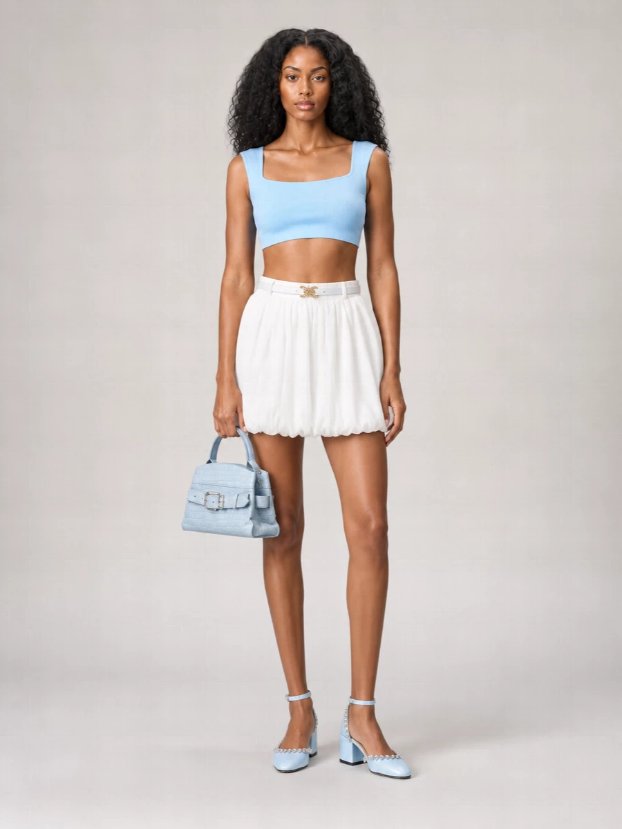 Weekend Max Mara Cotton Cropped Balloon Full Skirt