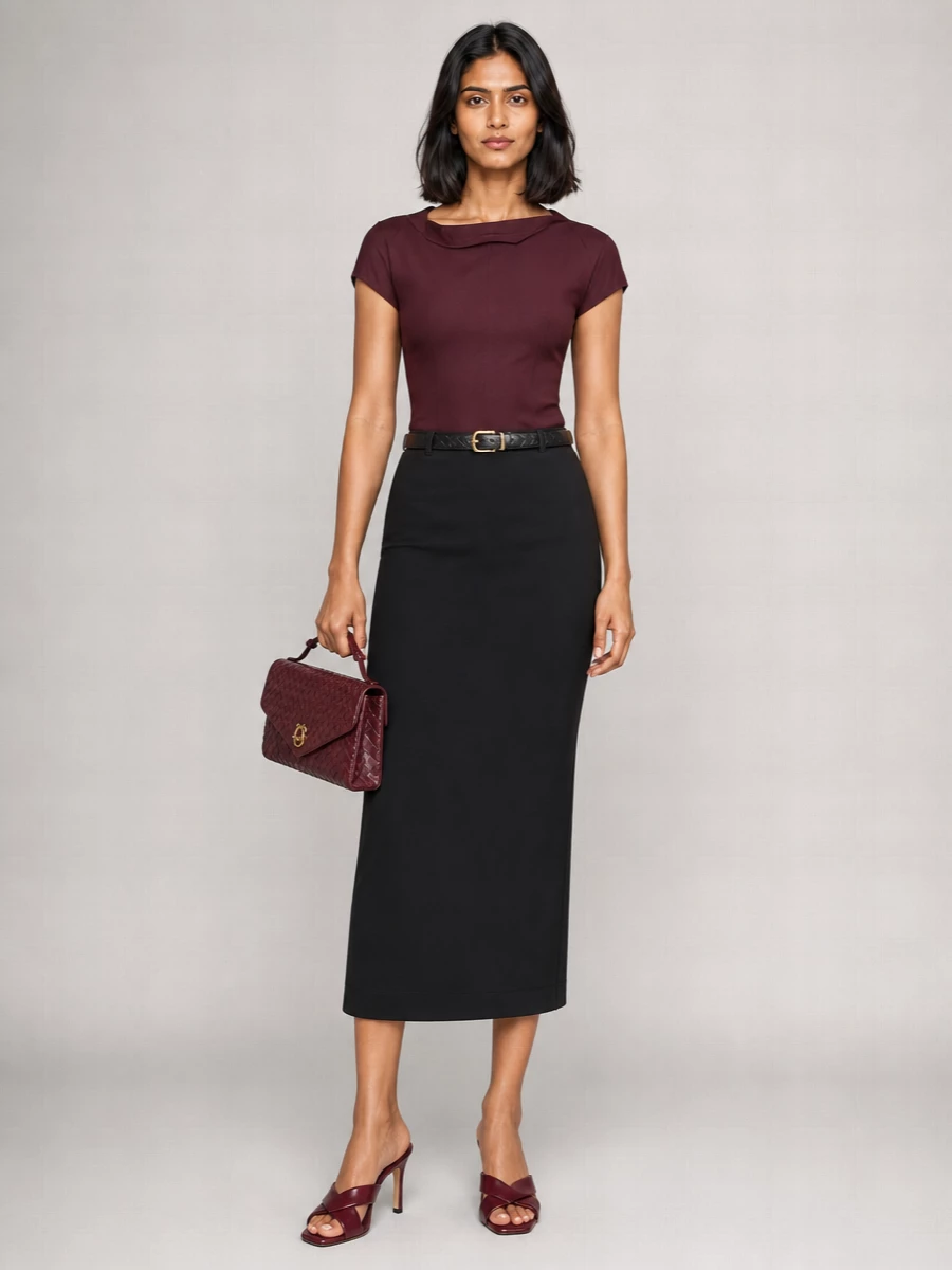 Bottega Veneta Silk-Blend Long Straight Skirt