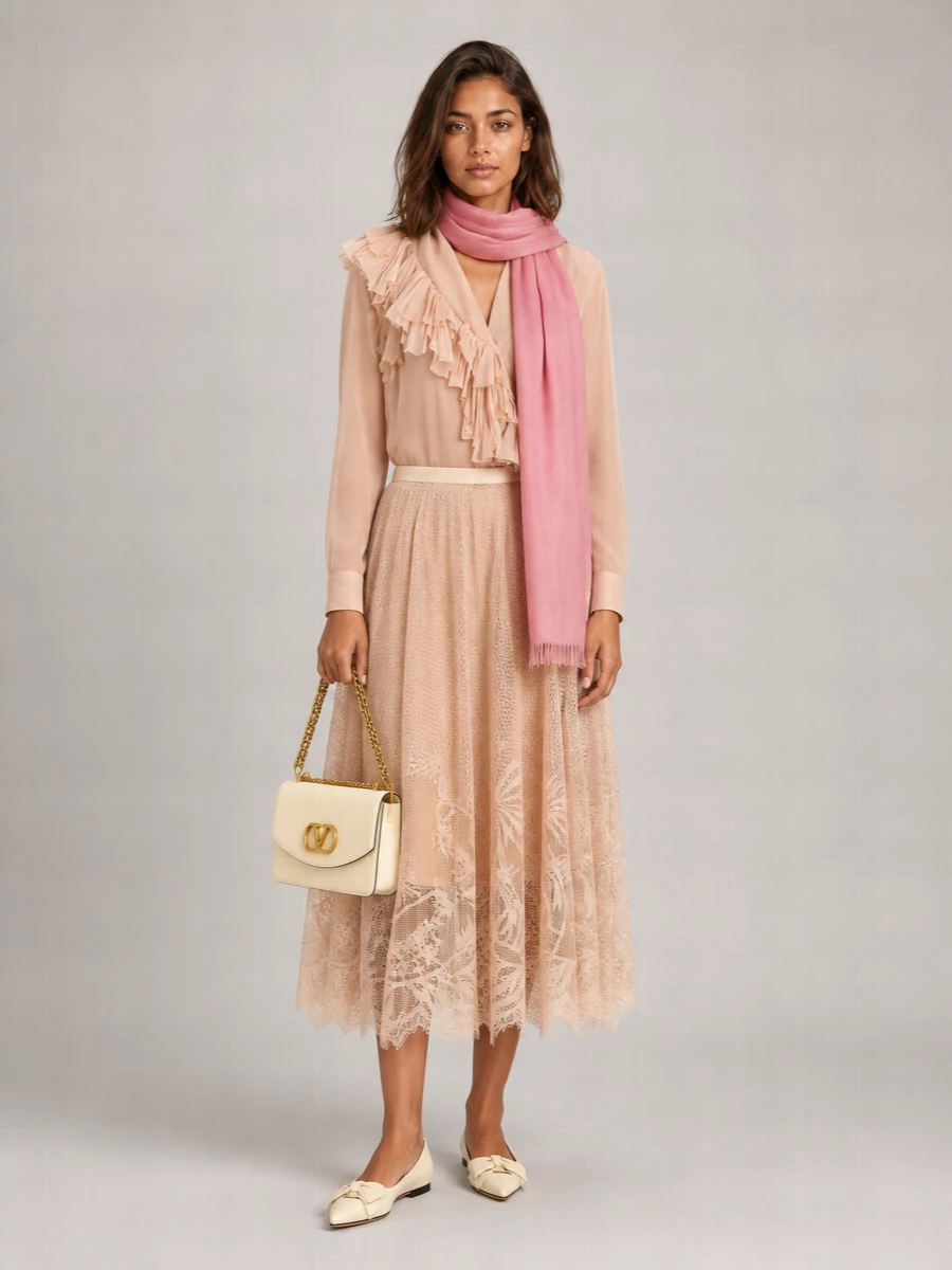 Fabiana Filippi Jacquard Lace Midi A-Line Skirt