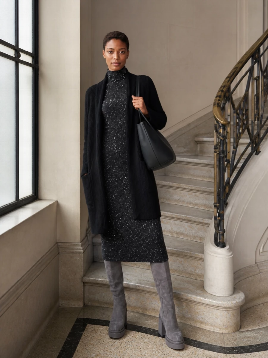 Rick owens cardigan the row knit dress outfit