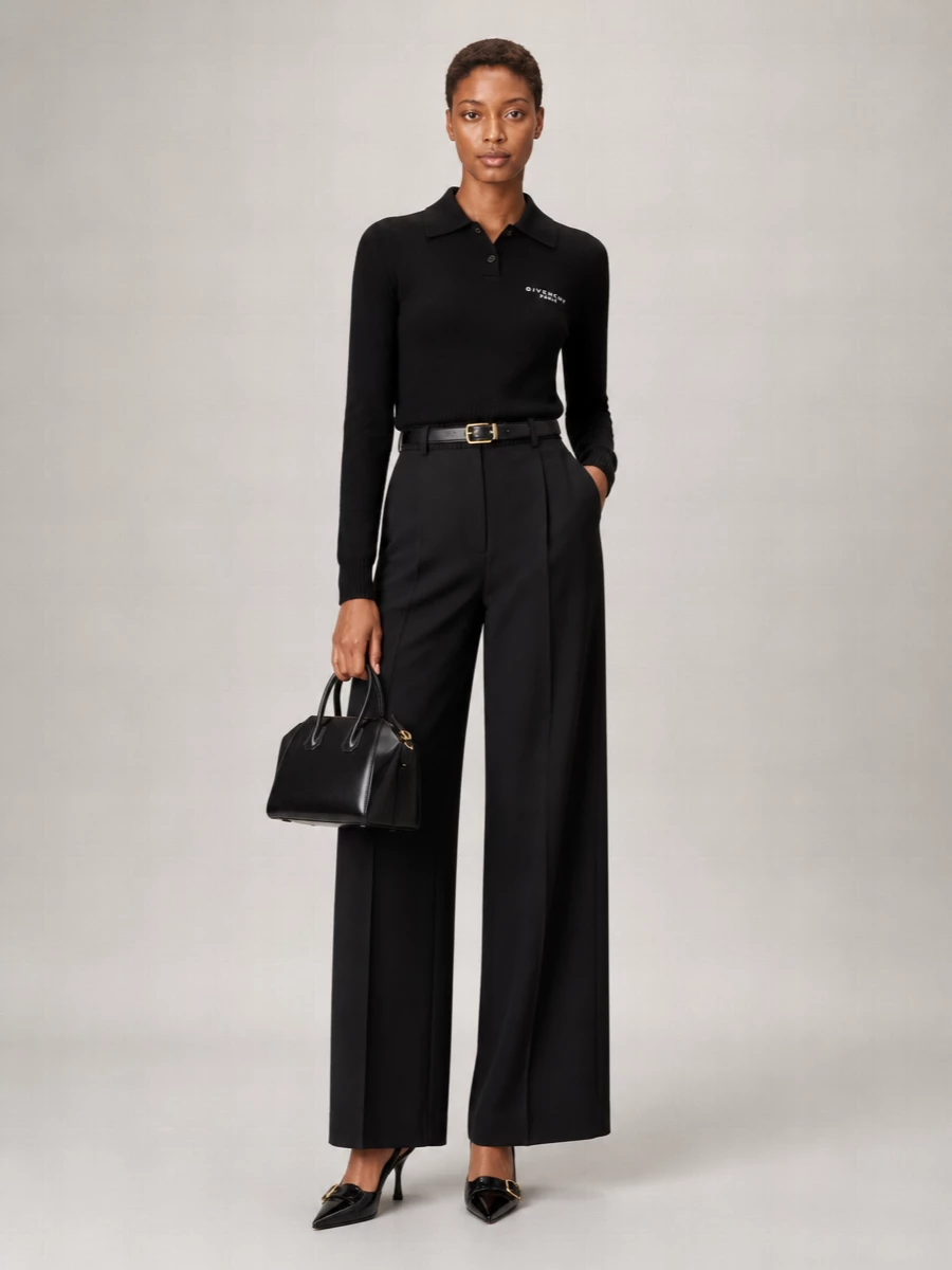 Givenchy Wool Cashmere Long-Sleeve Polo Sweater