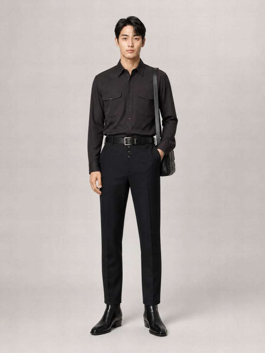 Saint Laurent Crepe Satin Tailored Trousers