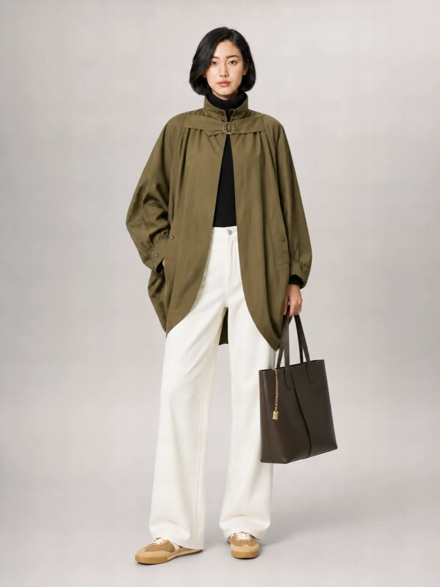 Chloé Cotton Belted Draped Oversized Jacket