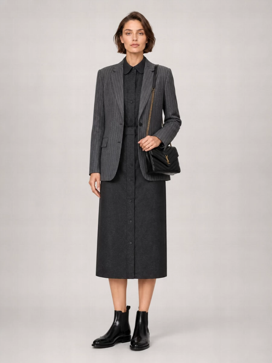 Sacai Pinstripe Single Breasted Wool Suit Jacket