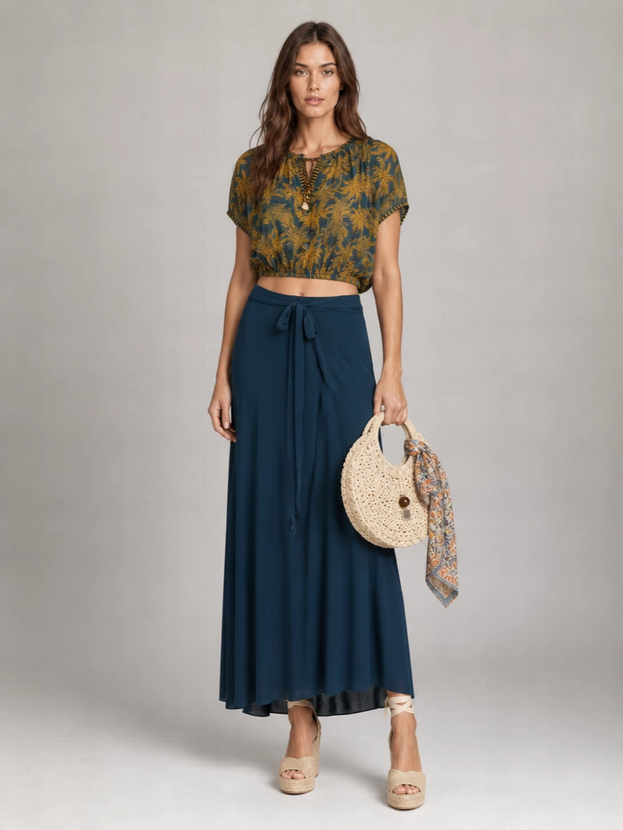 Eres Cotton Printed Cropped Top