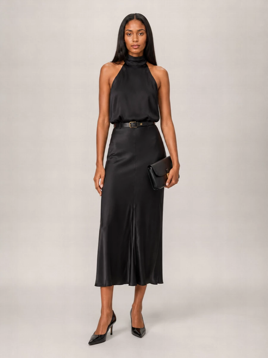 Pinko Cotton Draped High-Waisted Skirt