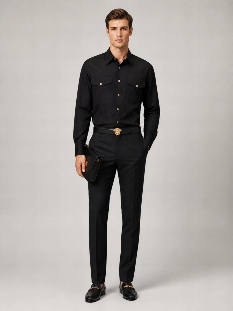 Versace Silk Cotton Jacquard Shirt
