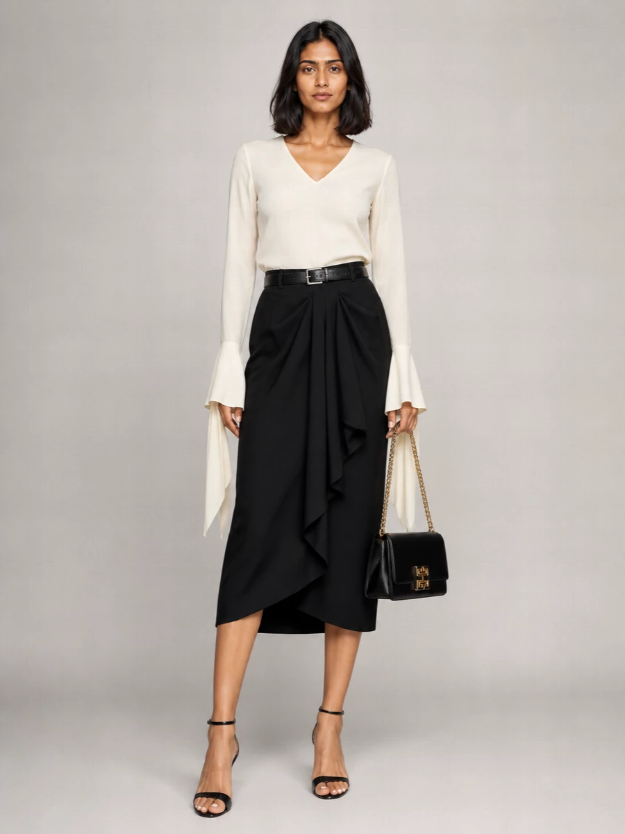 Givenchy Draped High-Rise Pencil Skirt