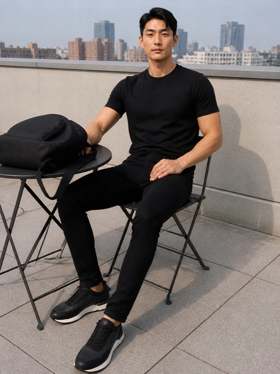 Dondup black tshirt slim jeans boss sneakers