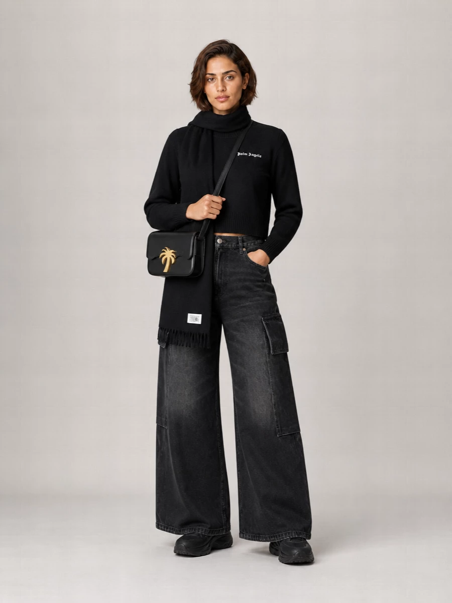 Palm Angels Cashmere Blend Ribbed Crewneck Sweater