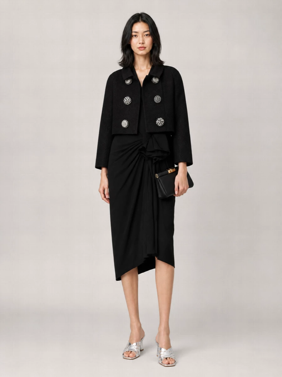 Dries Van Noten Floral-Stitched Double-Breasted Blazer
