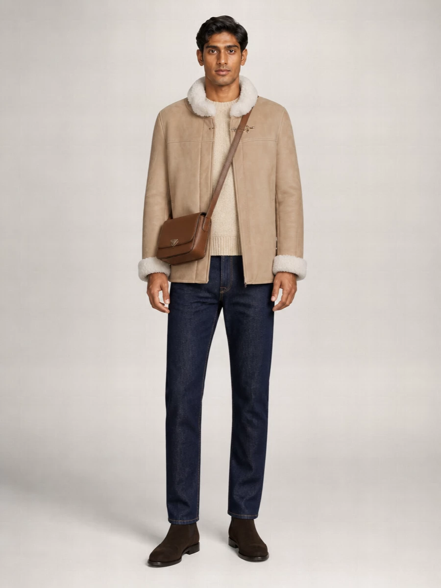 Fay Shearling Paneled Coat