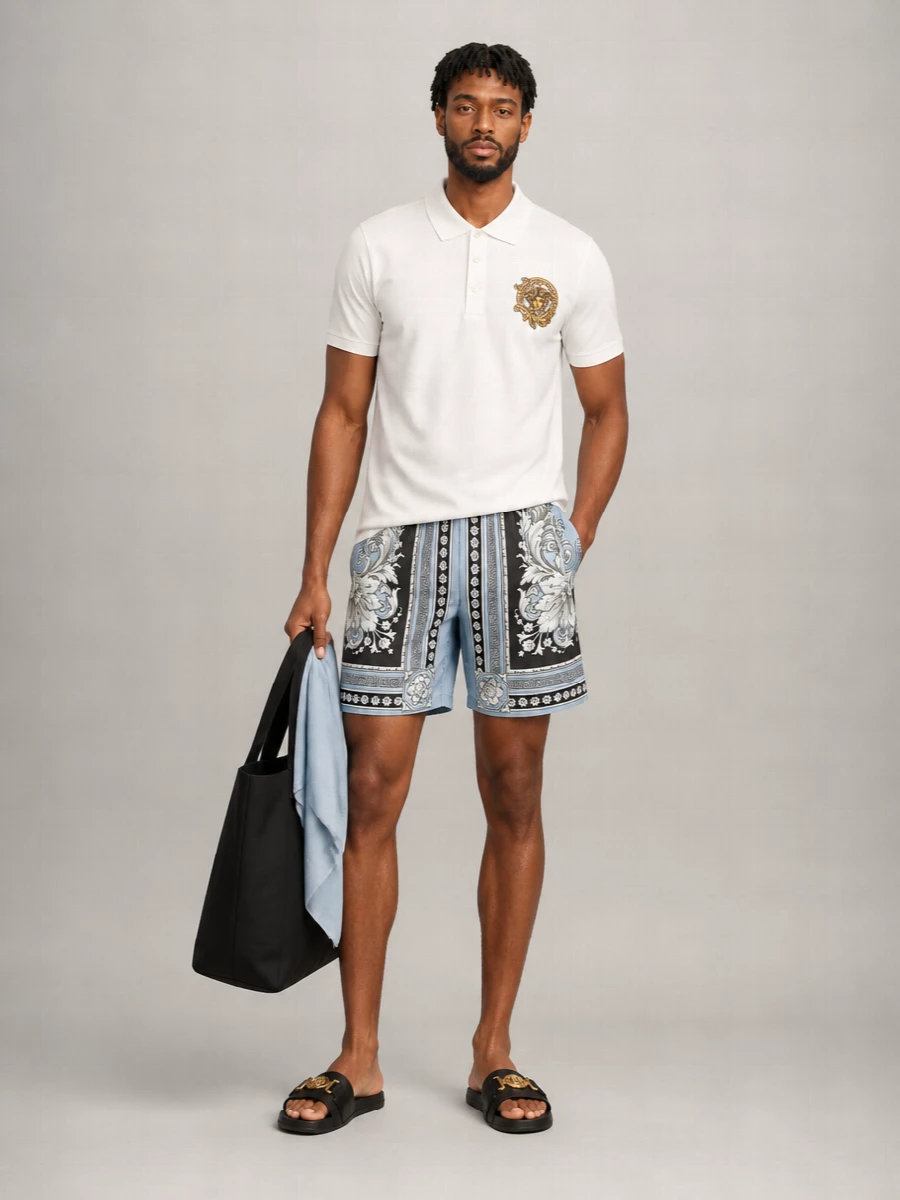 Versace Silk Printed Bermuda Shorts