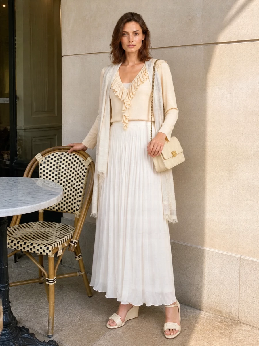 Ralph lauren ivory maxi skirt saint laurent top