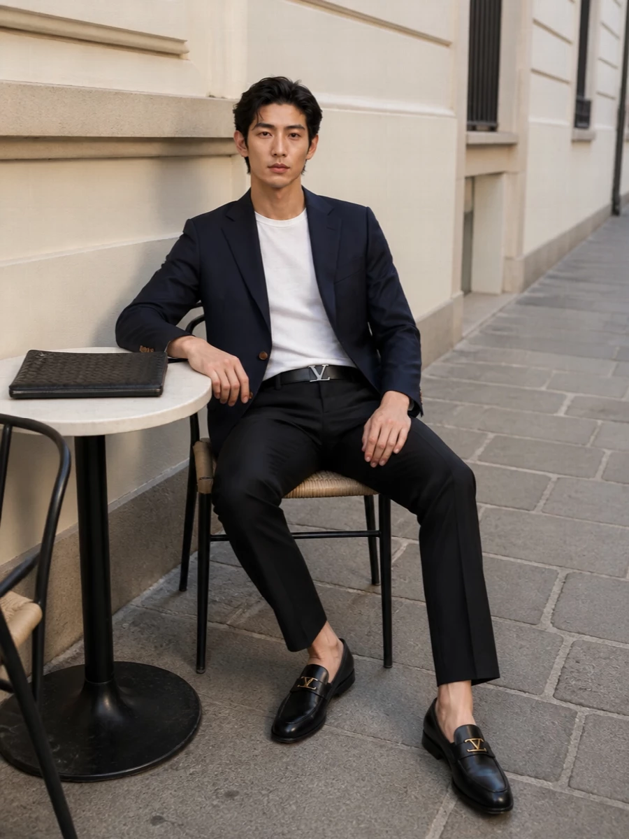 Vivienne westwood navy blazer black trousers