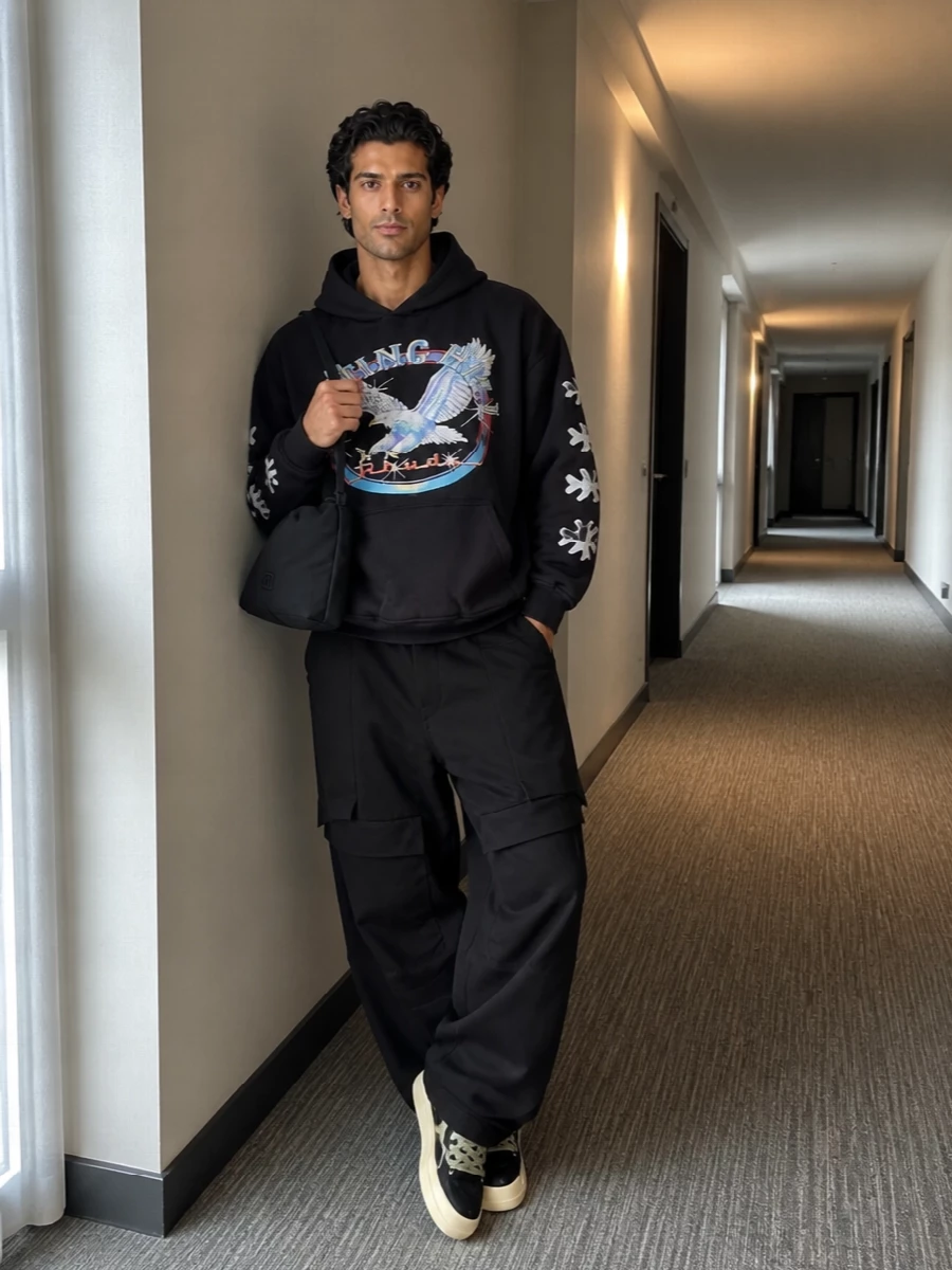 Rhude hoodie rick owens wide leg outfit