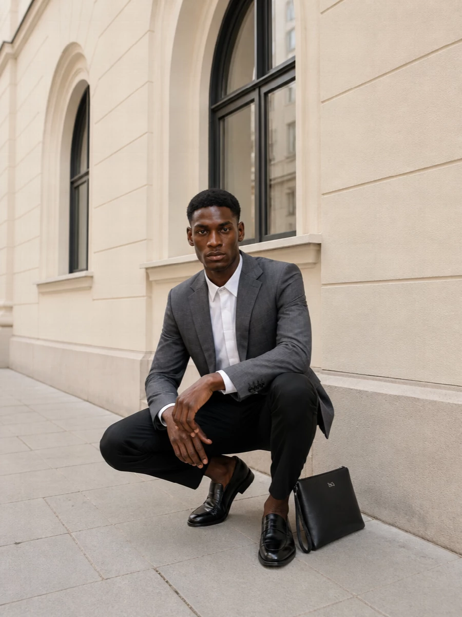 Givenchy charcoal blazer black trousers outfit