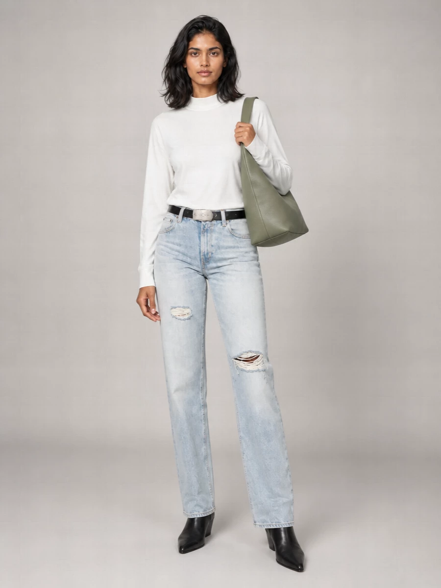 Haikure denim distressed straight-leg jeans