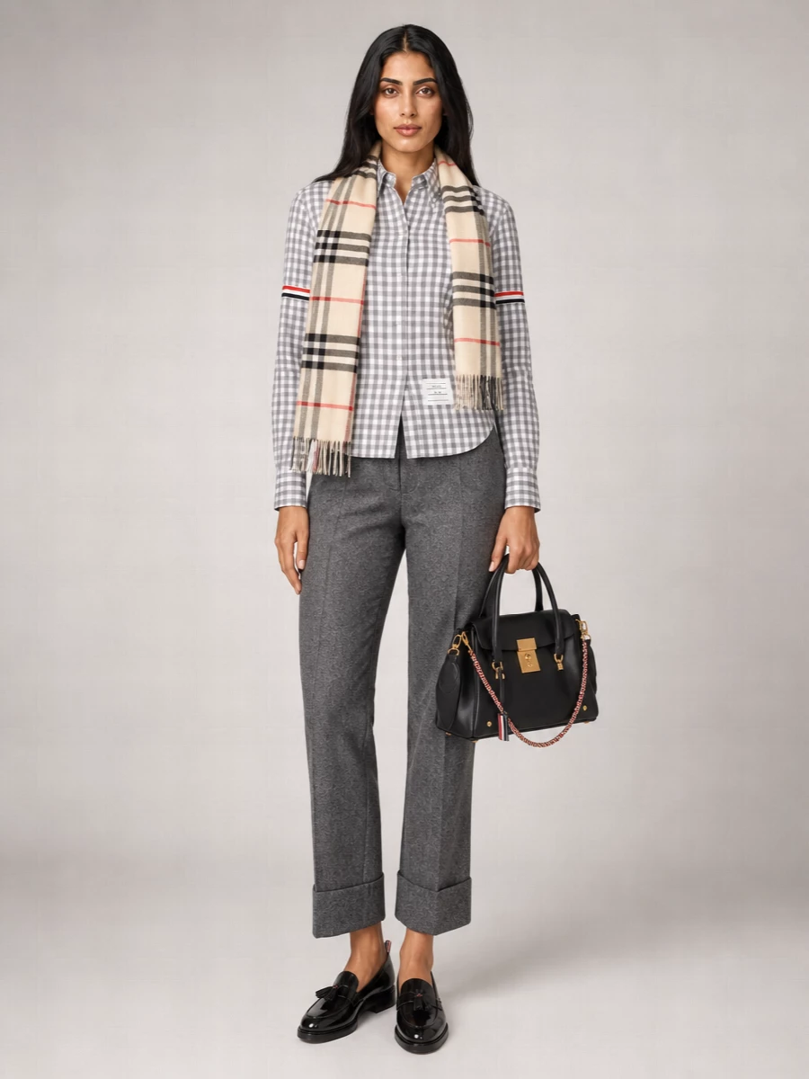 Thom Browne Cotton Gingham Check Long-Sleeve Shirt