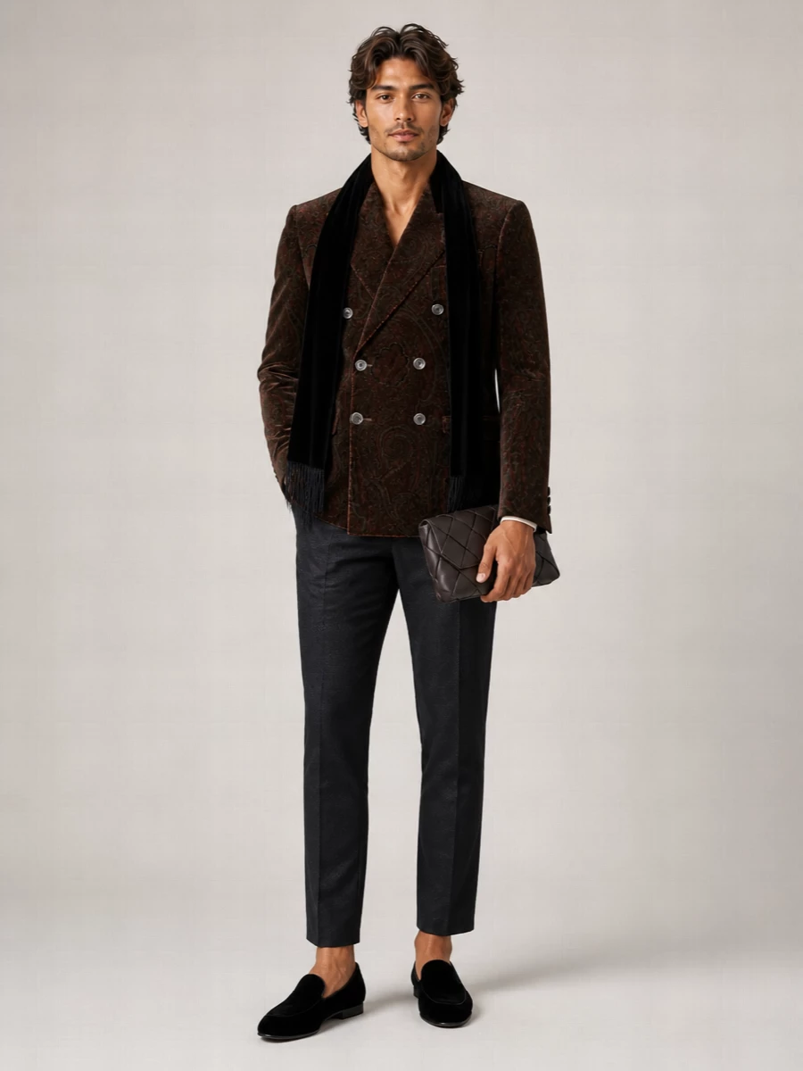 Etro Velvet Patterned Single-Breasted Jacket