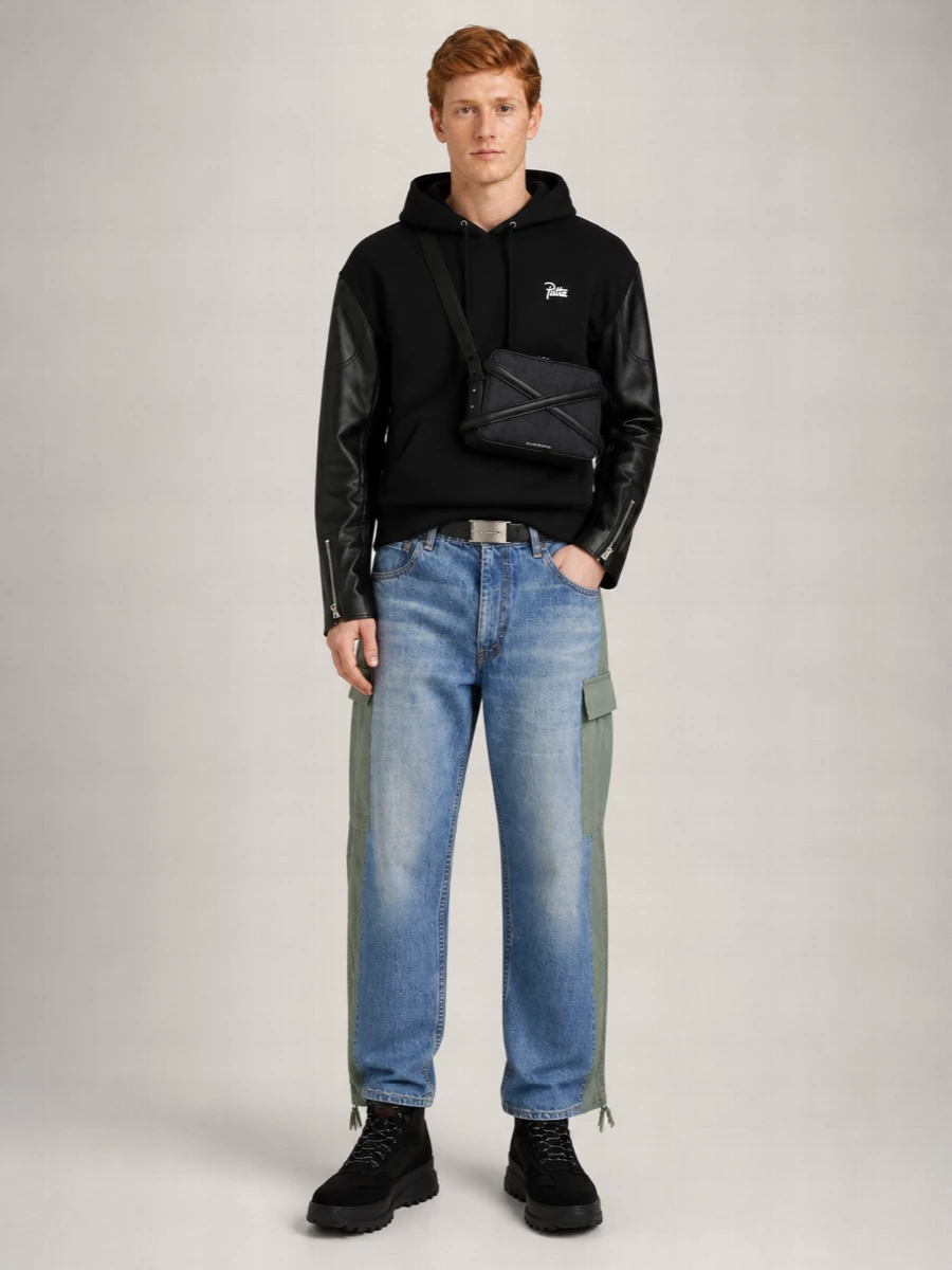 Junya Watanabe Cotton Logo Print Hooded Sweatshirt