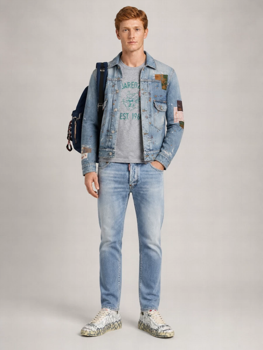 Dsquared2 Denim Patchwork Lightweight Jacket