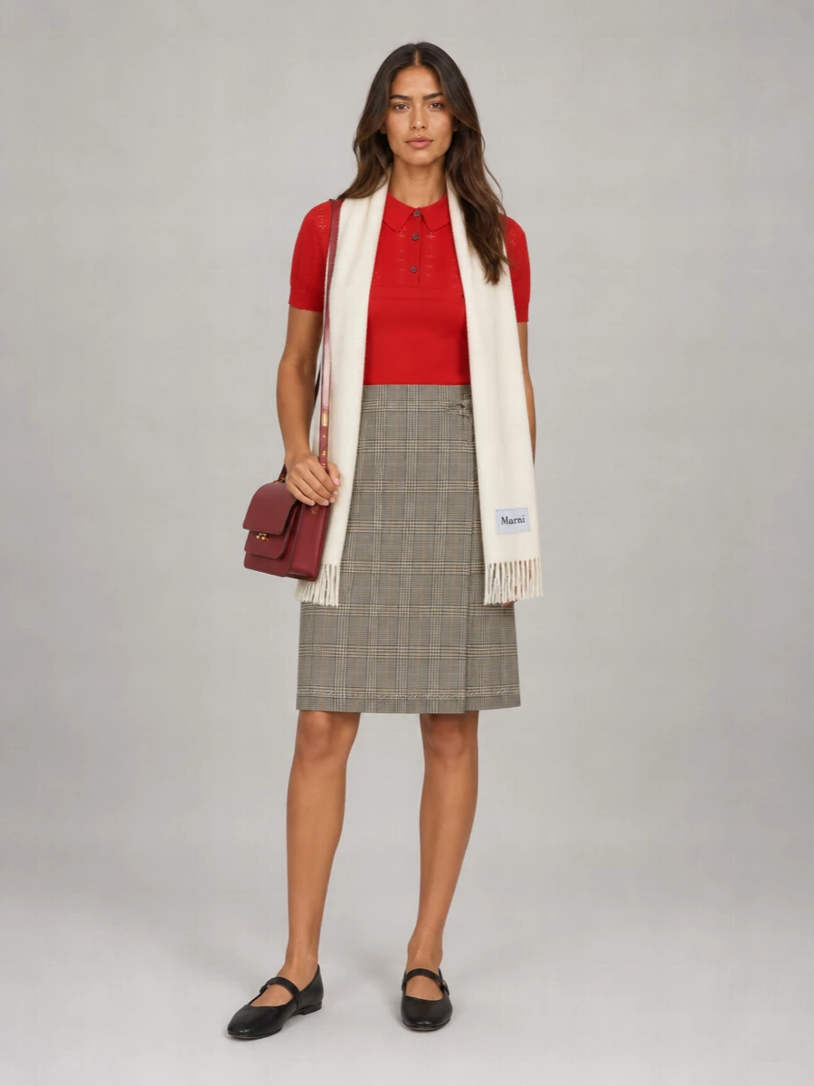 Marni Silk Virgin Wool Pointelle Knit Short-Sleeve Polo Shirt