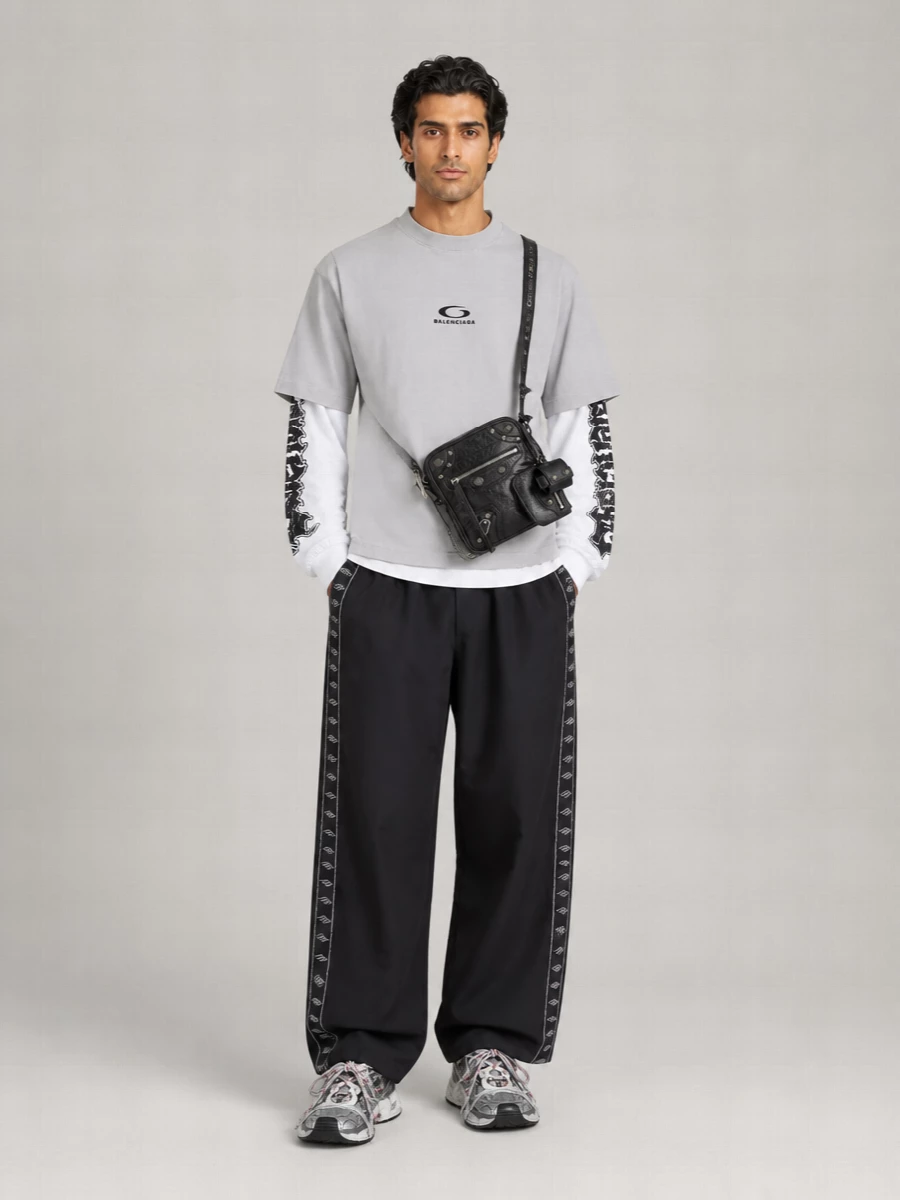 Balenciaga Hybrid Double-Layer Cotton T-Shirt