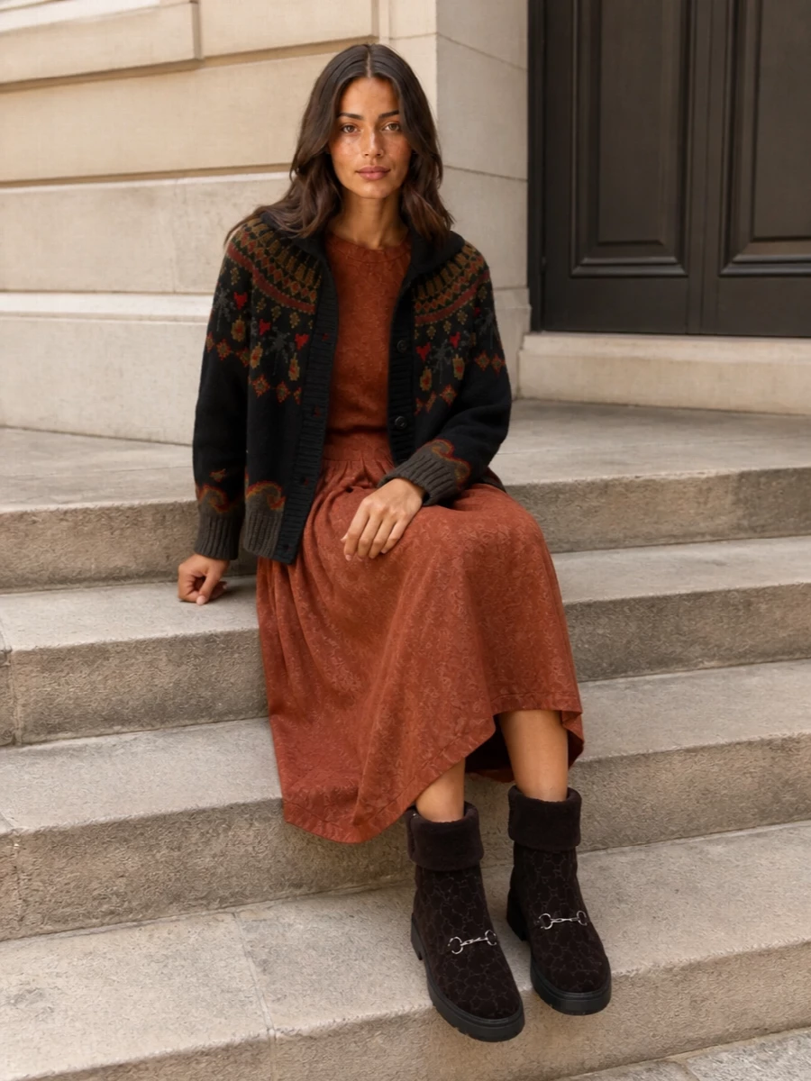 Alanui cardigan rust alberta ferretti knit dress