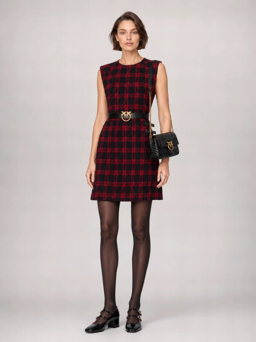 Pinko Check Sleeveless Knee-Length Dress