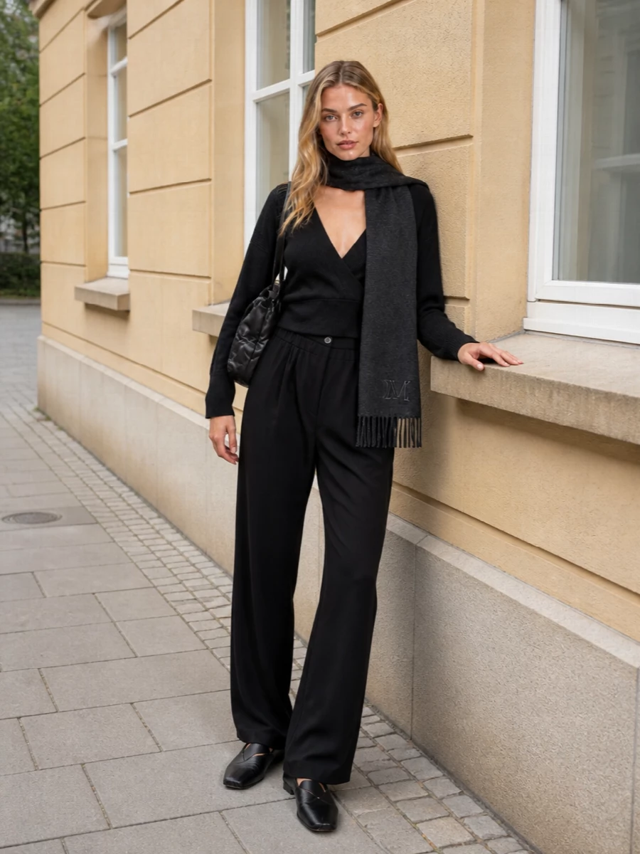 Sportmax black wide leg trousers minimalist knit