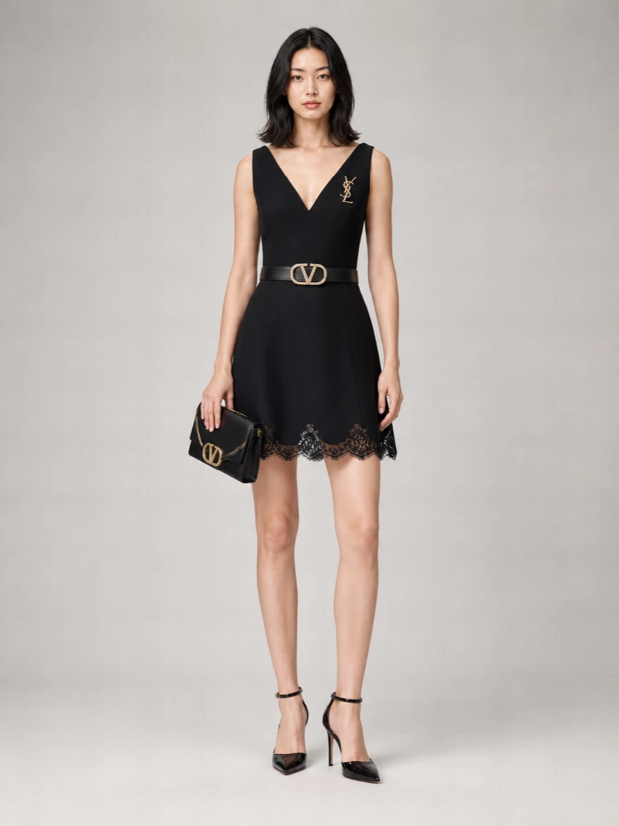 Valentino Garavani Silk Mini Sleeveless V-Neck Flared Dress