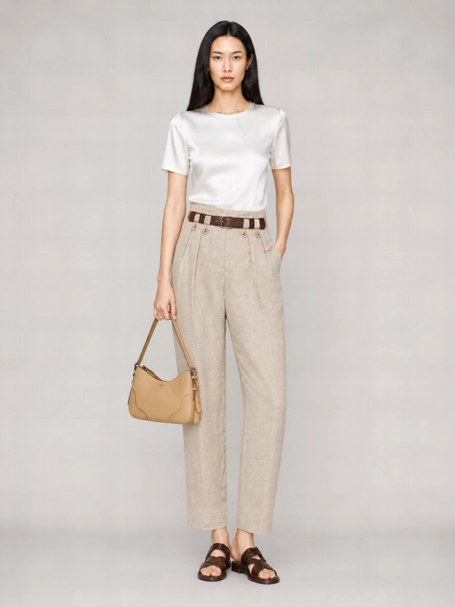 Emporio Armani Linen High-Rise Wide-Leg Trousers