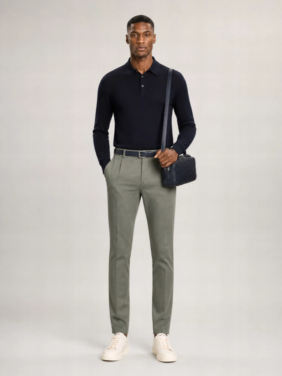 Kiton Cotton Long-Sleeve Polo Shirt