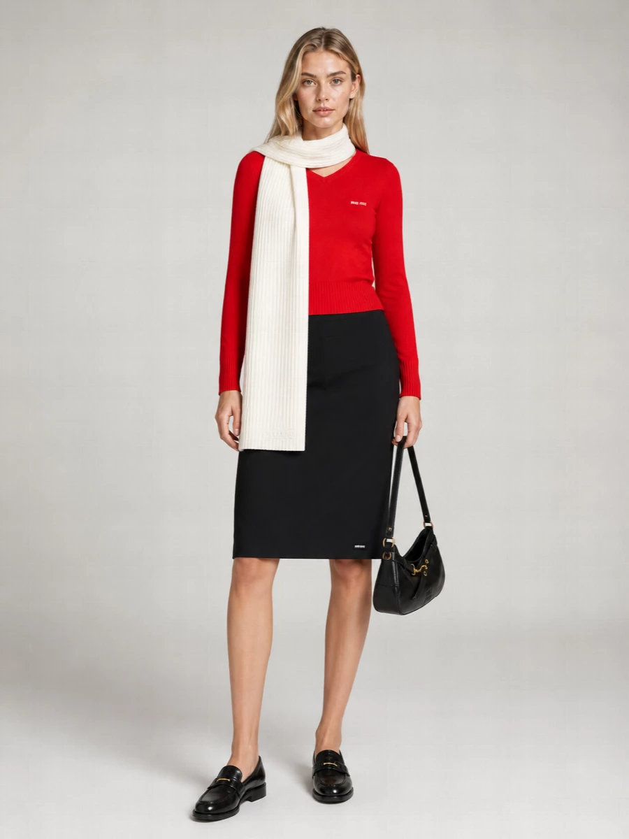 Miu Miu cashmere v-neck ribbed hem sweatshirt