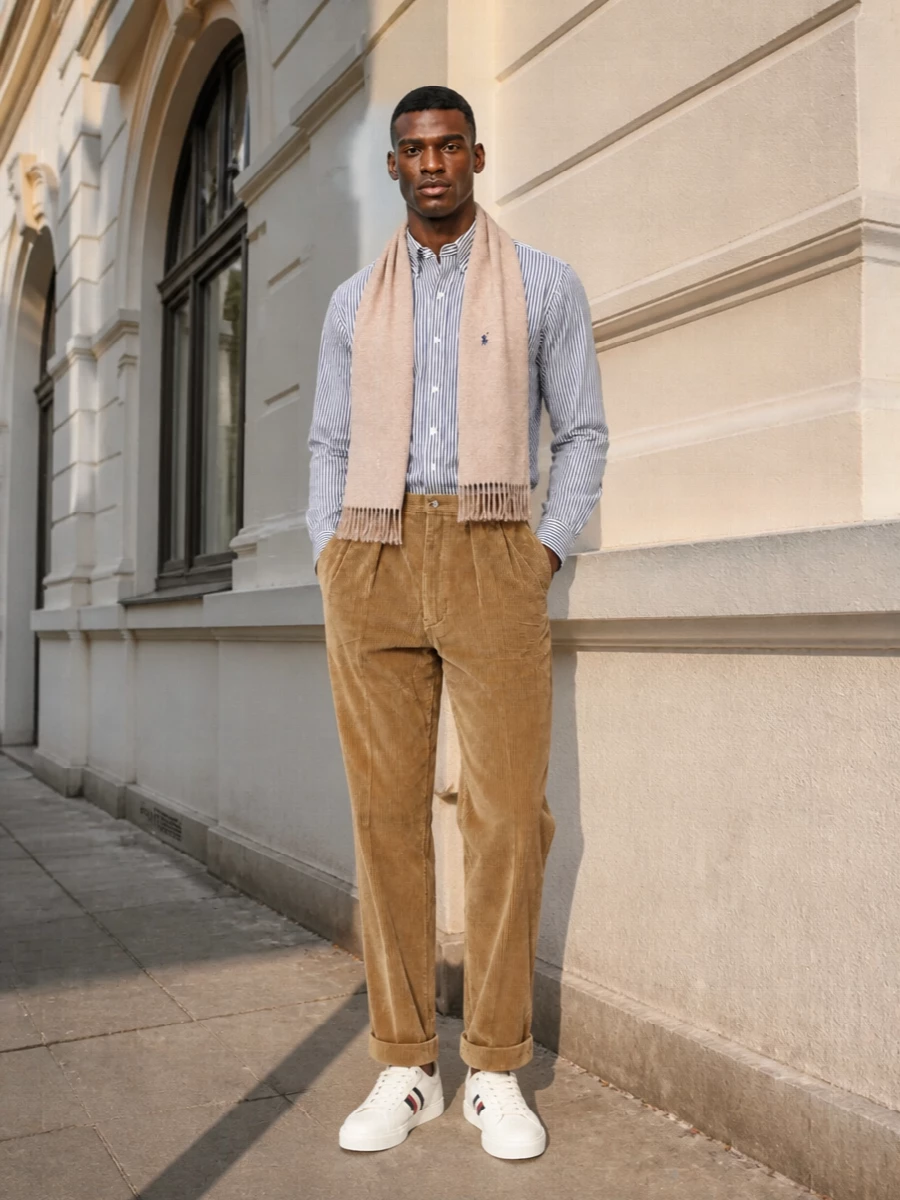 Polo ralph lauren striped shirt camel corduroy