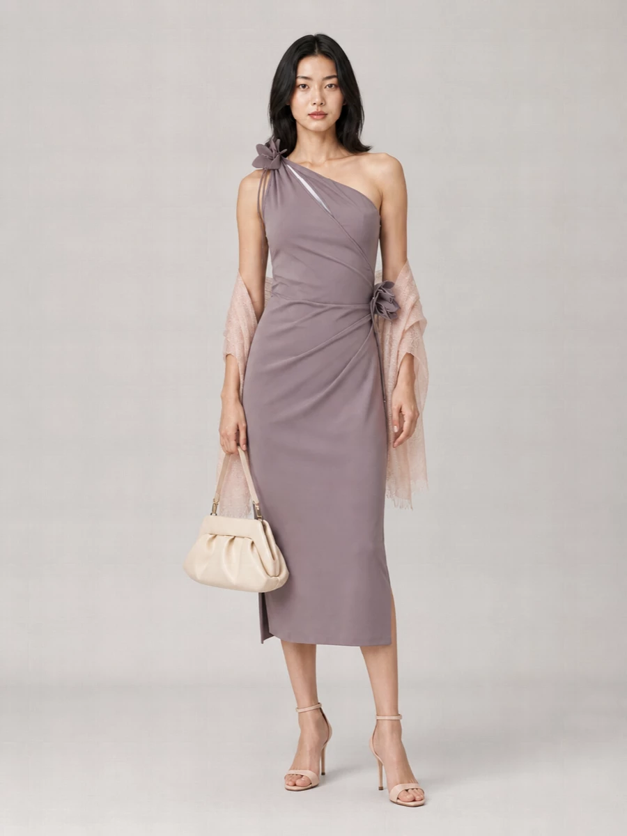 Coperni Asymmetric Floral-Print Midi Dress