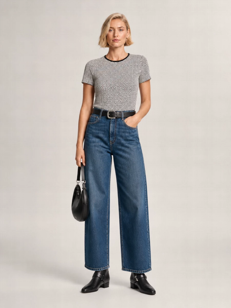 Emporio Armani Denim Panelled Wide-Leg Jeans