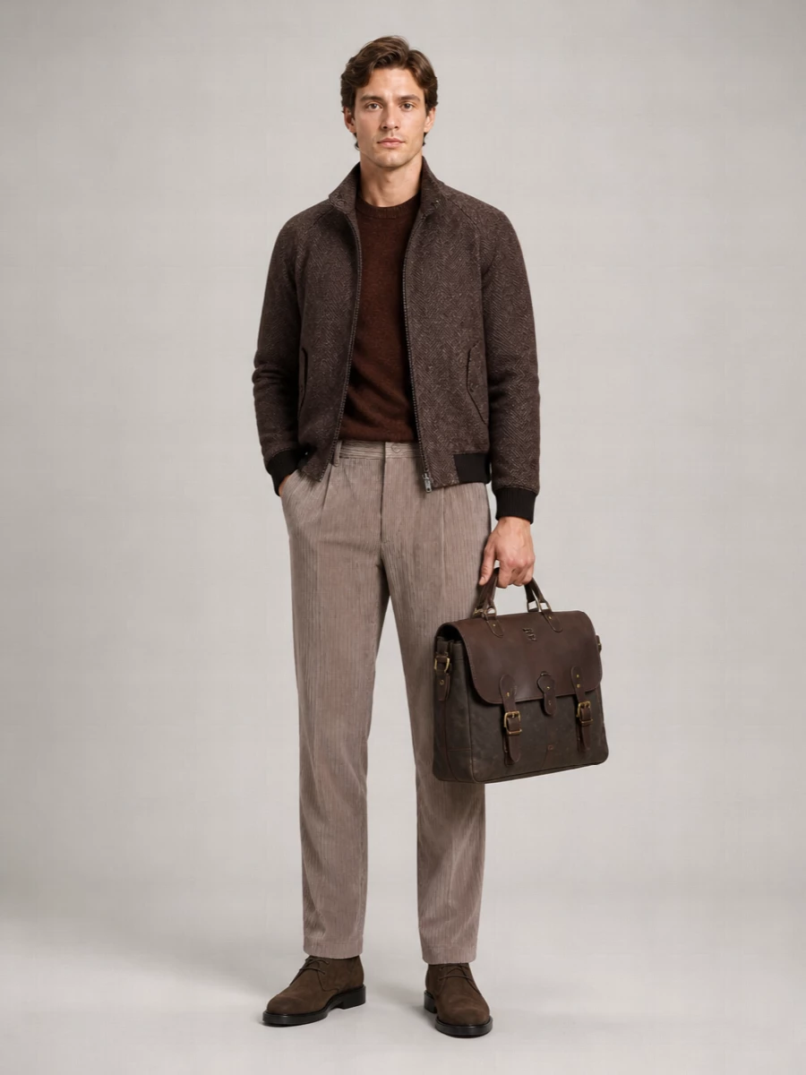 Baracuta Virgin Wool Herringbone Padded Jacket