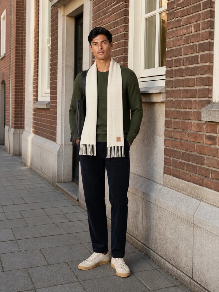 Apc cord trousers olive knit leather sneakers