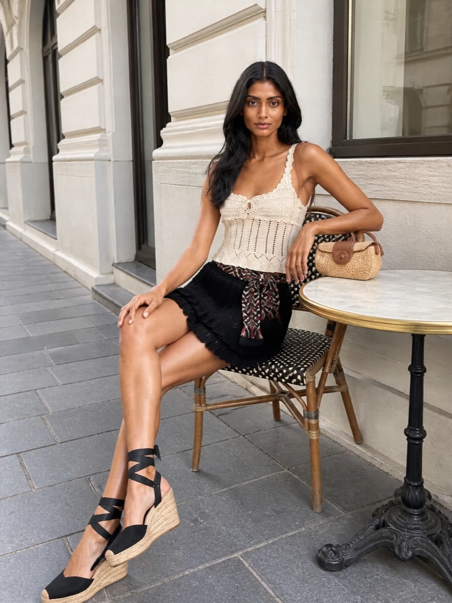 Isabel marant etoile crochet mini skirt outfit