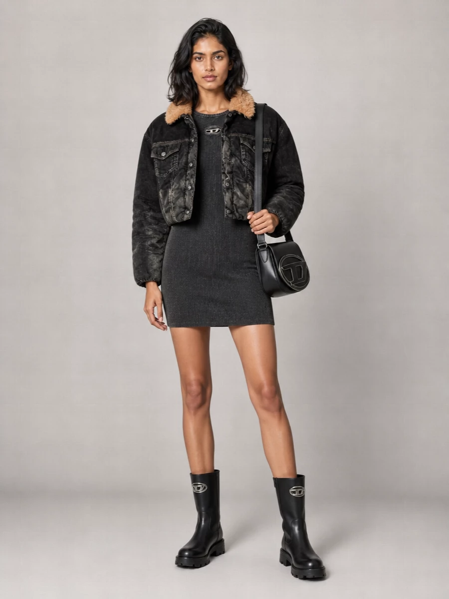 Diesel ruffled denim jacket