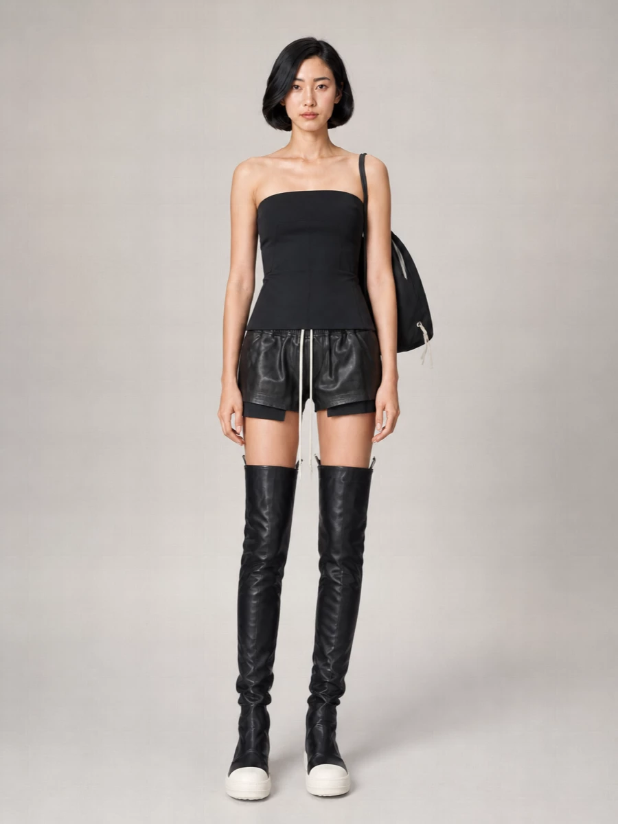 Rick Owens Lamb Leather Hi-Top Sneakers