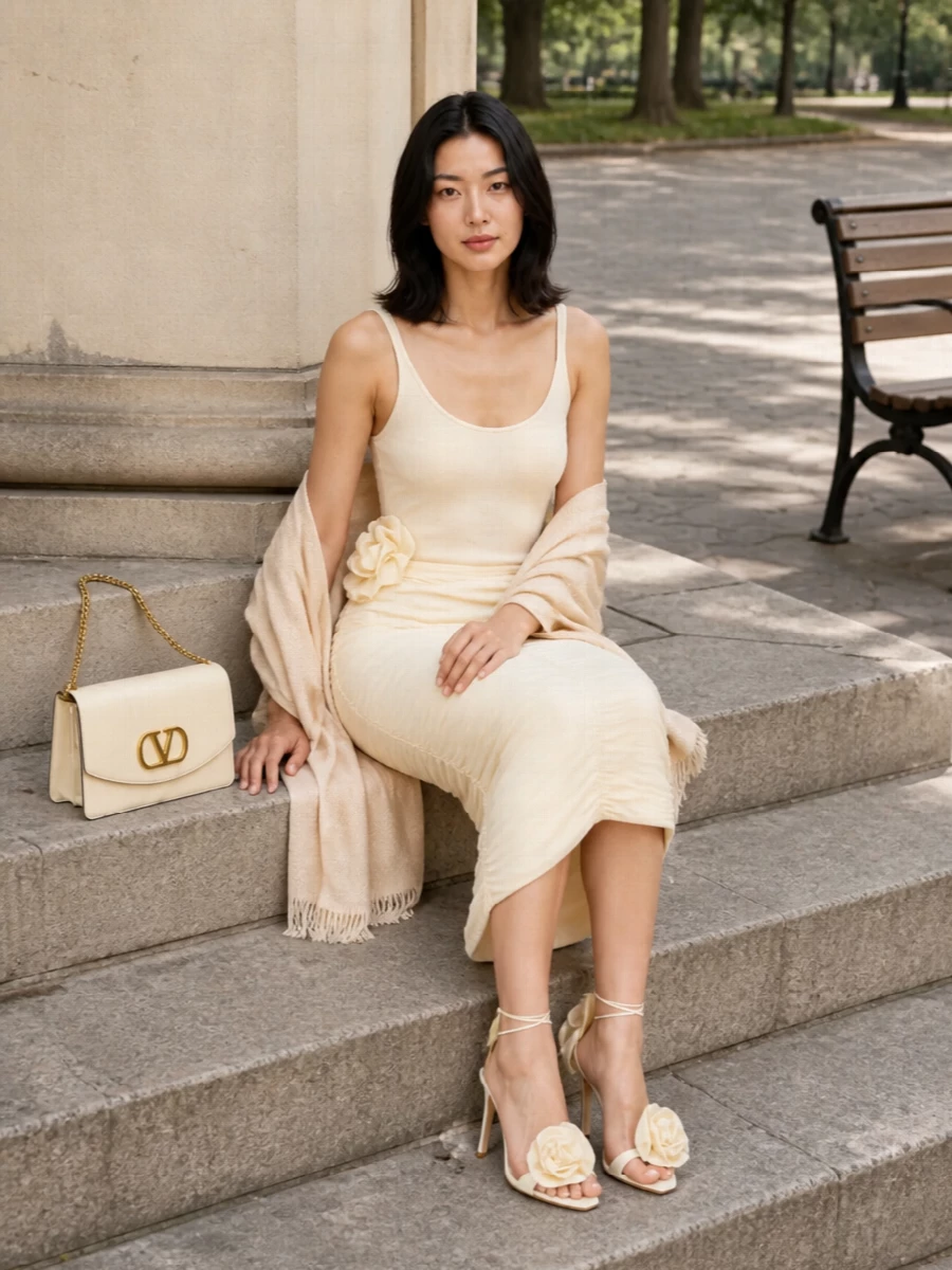 Magda butrym bodysuit ruched midi skirt outfit