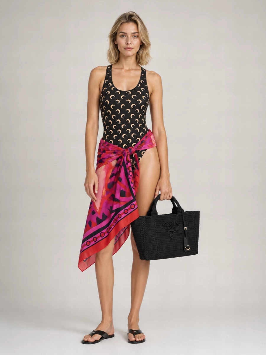 Marine Serre Moon Print One-Piece Swimsuit