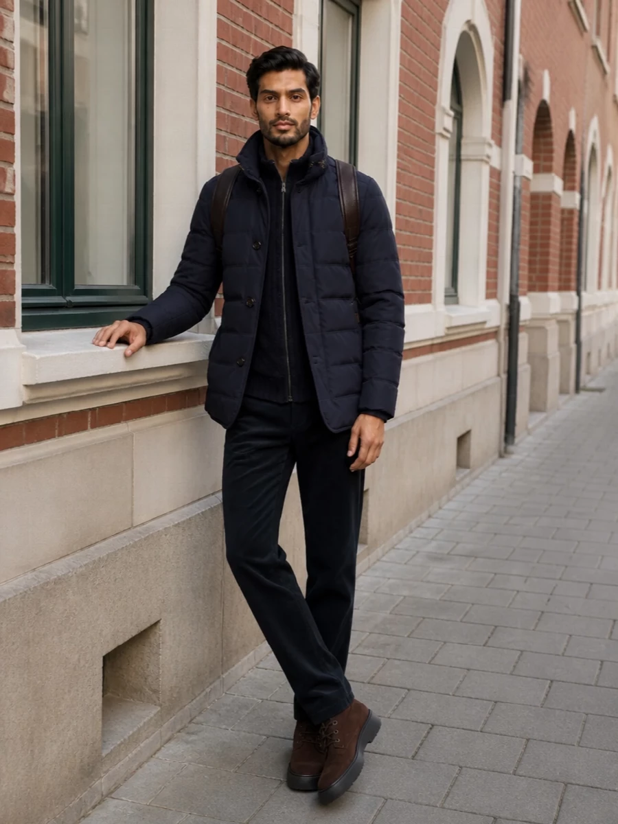 Moorer coat prada corduroy trousers outfit