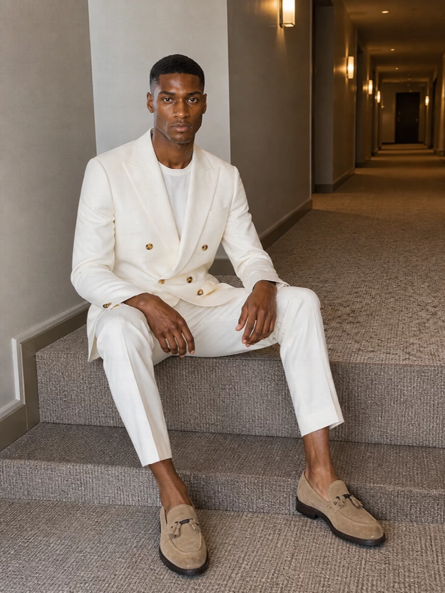 Brunello cucinelli ivory blazer summer outfit