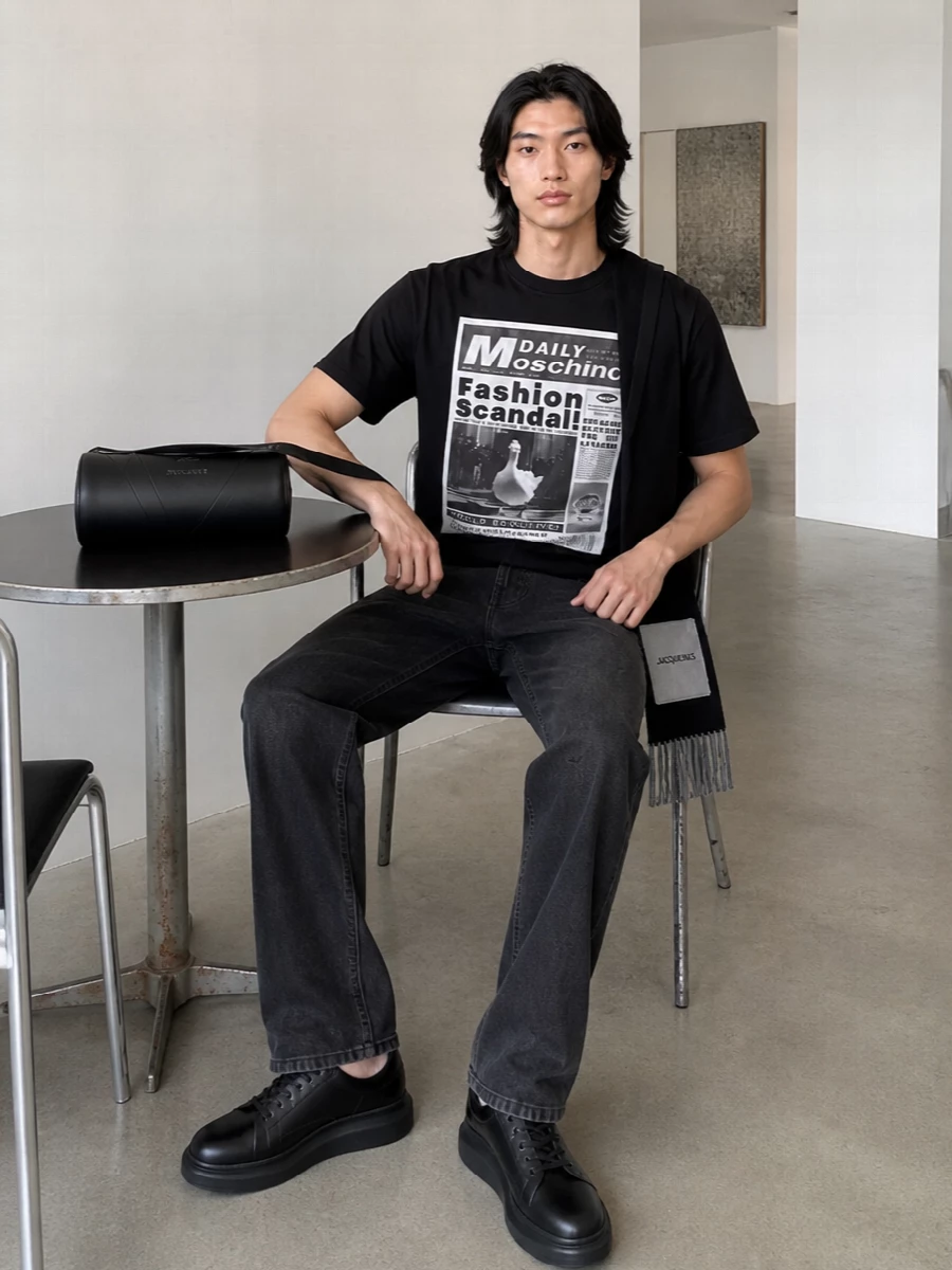 Moschino graphic tee black jeans outfit